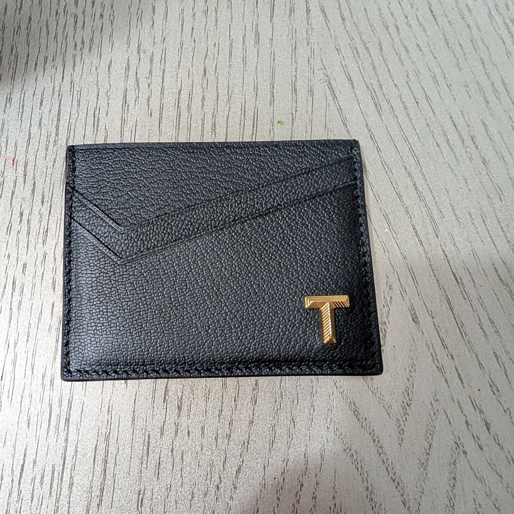 Tiffany & Co T Black Leather Card Holder